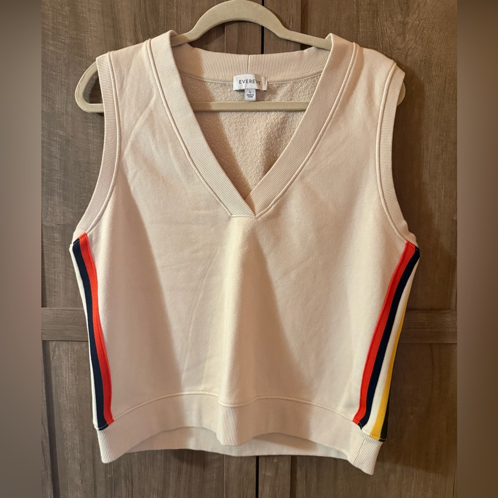 Evereve Cream Sweater Vest with Colorful Stripes